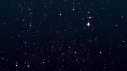 Wall Mural - 4k 3d seamless loop of glowing shinny pink particles stars animation on black background flow to fro