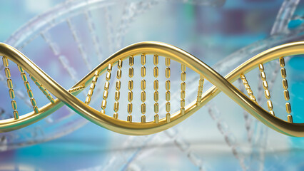 Wall Mural - The gold dna on sci background  for medical or education concept 3d rendering