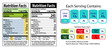 © Vio - Nutrition facts information label for cereal box package, food table information with daily value data list ingredients, ingredients and calories labels.
