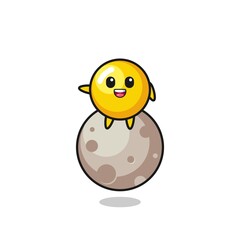 Wall Mural - illustration of egg yolk cartoon sitting on the moon