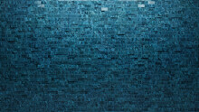 3D, Rectangular Wall Background With Tiles. Blue Patina, Tile Wallpaper With Textured, Polished Blocks. 3D Render
