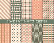 Romantic Pink And Grey Seamless Pattern Vectors Collection