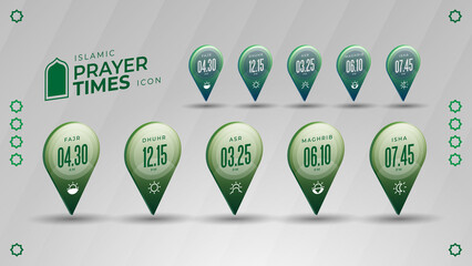 modern simple 3d icon collection design islamic prayer time