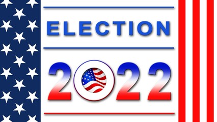 Election day 2022 in united states with flag - poster for Election voting in banner design - 3D Illustration