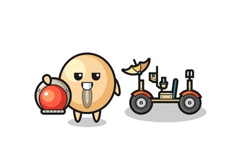 Wall Mural - the cute soy bean as astronaut with a lunar rover