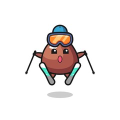 Poster - choco chip mascot character as a ski player