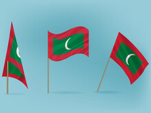 National Flag Of Maldives Vector.Waving Flag Of Maldives From Different Angle