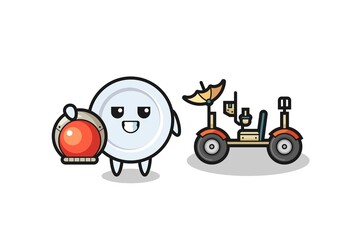 Wall Mural - the cute plate as astronaut with a lunar rover