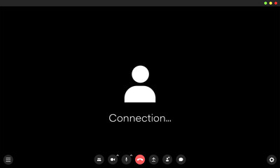 Start online conference concept. Video call app mockup