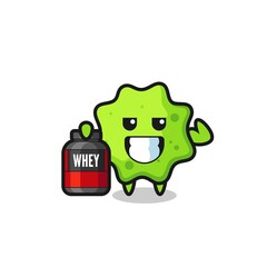 Sticker - the muscular splat character is holding a protein supplement