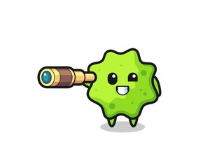 Poster - cute splat character is holding an old telescope