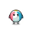 cute beach ball character with suspicious expression