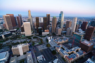 Wall Mural - The downtown Los Angeles California and the city traffic at dusk