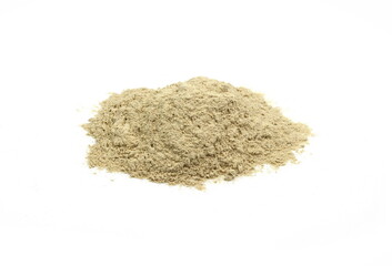 Wall Mural - Ashwagandha pile isolated on white. Ashwagandha powder isolated on white 