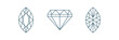 Marquise brilliant cut Line icon set. Back side  and Front view. Diamond geometric scheme. Vector 