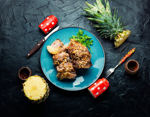 Wall Mural - Pork baked with pineapple