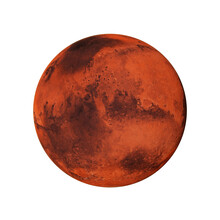 Realistic Planet Mars On White Isolated Background. Elements Of This Image Furnished By NASA. 3d Rendering.