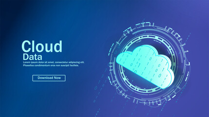Wall Mural - the concept of cloud computing. secure data exchange on a laptop. illustration of cloud technologies