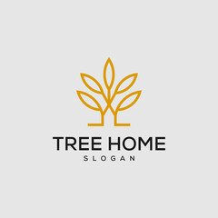 Canvas Print - abstract house logo. tree icon