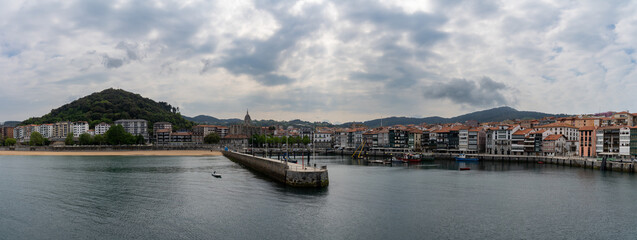 Wall Mural - panorama view of the harbor and fishing village of Lekeitio on the coast of the Spanish Basque Country