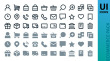Ecommerce Web UI Icons Set. Outline And Solid Shopping Icons Pack For Online Store And E-commerce. Minimal UI Kit.