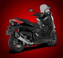 Big Scooter Back View Vector Template
