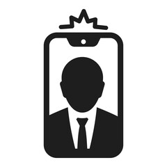 Wall Mural - Minimalist selfie smartphone flash business man photo icon vector illustration