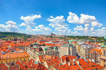 Canvas Print - Red roofs in Prague