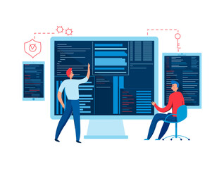 Wall Mural - professional programmers work composition