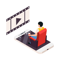 Wall Mural - Smartphone Movie Watching Composition