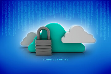 Canvas Print - 3d rendering Cloud computing, security
