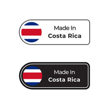 Made In Costa Rica Labels Design Set With Flag And Text In Two Different Style