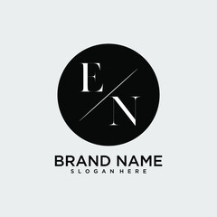 EN initial monogram logo with circle style dsign