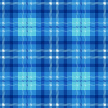 Plaid Tartan Vector Seamless Pattern In Blue Color