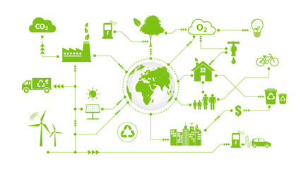 Wall Mural - Infographic for eco freindly and sustainable development concept, vector illustration