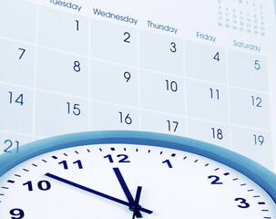 Wall Mural - clock face and calendar composite