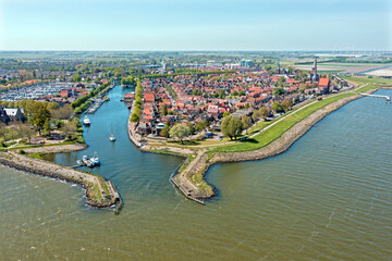 Canvas Print - Aerial from the city Medemblik in the Netherlands