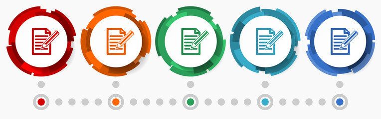 Fototapete - Subscribe, contract, deal concept vector icon set, modern design abstract web buttons in 5 color options, infographic template