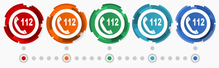 Aufkleber - Emergency call, phone concept vector icon set, modern design abstract web buttons in 5 color options, infographic template