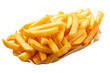 Pommes on paper plate on white background