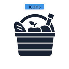 Picnic basket icons  symbol vector elements for infographic web