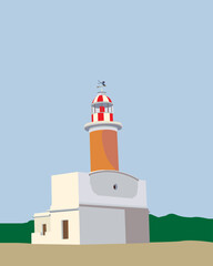 Lighthouse In Montevideo City Vector Illustration 