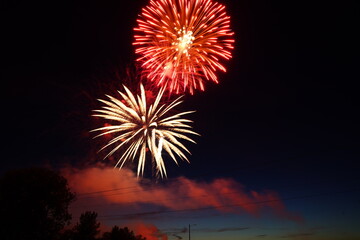 Wall Mural - Firework show in New Lisbon, Wisconsin during Wa Du Shuda Days festival.