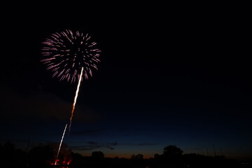 Wall Mural - Firework show in New Lisbon, Wisconsin during Wa Du Shuda Days festival.