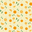 オレンジと枝のランダムなシームレスパターン 黄色