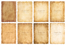 Vector Collection Set Old Parchment Paper Sheet Vintage Aged Or Texture Isolated On White Background