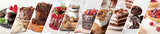 Set of delicious chocolate desserts, closeup
