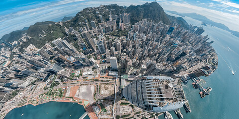 Fototapete - Hong Kong city architectures and cityscapes view from sky