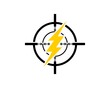 Sniper symbol with electrical lightning inside