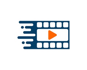 Wall Mural - Reel film with speed symbol and media play button inside